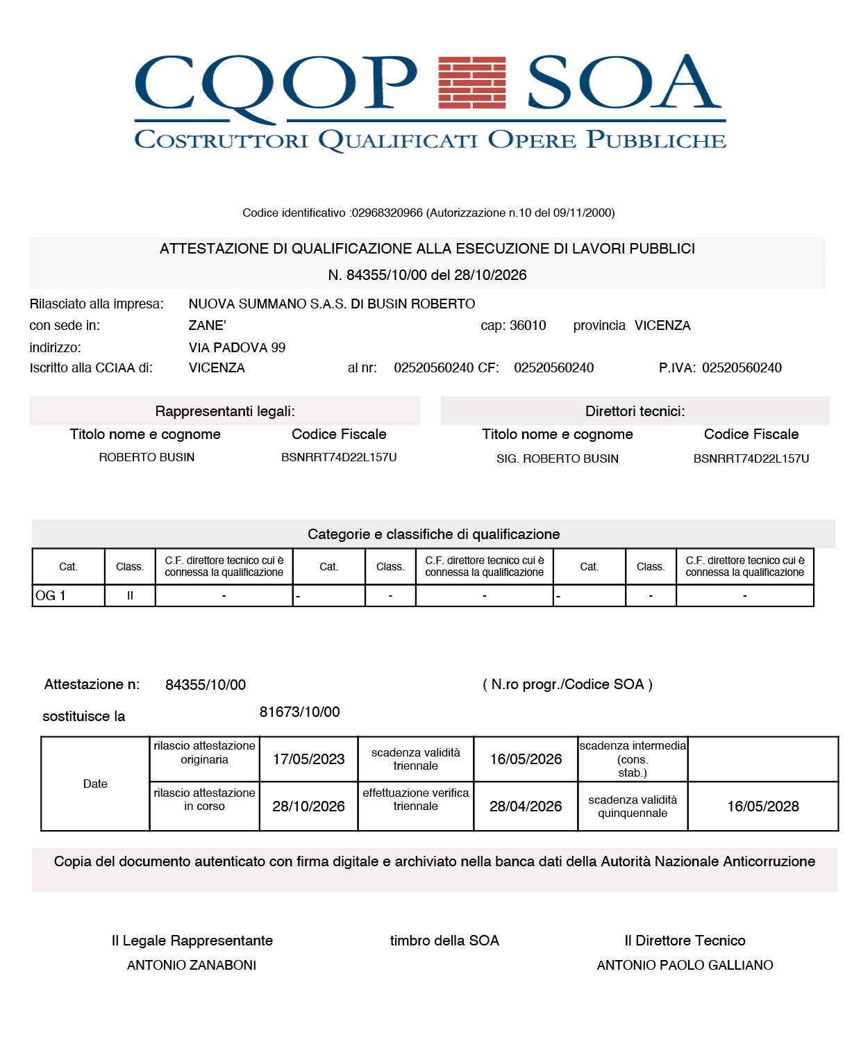 attestazione soa 2026